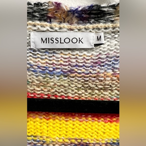 MISSLOOK Womens Colorful Striped Knit Open Cardigan Sz. M - Picture 5 of 7